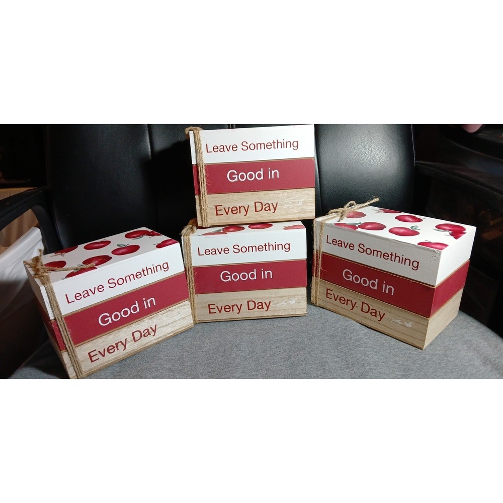 Dolly Parton Wooden Blocks Red,  White, Apples Leave Something Good In Every Day